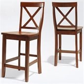 Crosley Furniture Counter Height X-Back Bar Stool in Cherry Finish