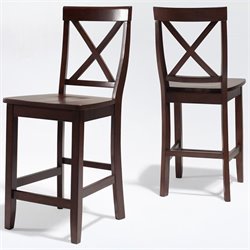 Crosley Furniture Counter Height X-Back Bar Stool in Mahogany Finish