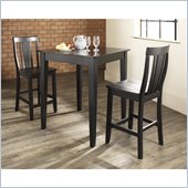 Crosley Furniture 3 Piece Pub Dining Set with Tapered Leg and Shield Back Stools in Black Finish