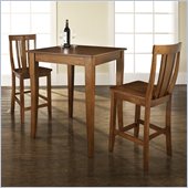 Crosley Furniture 3 Piece Pub Dining Set with Cabriole Leg and Shield Back Stools in Classic Cherry Finish