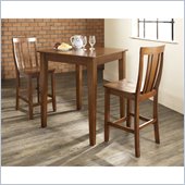 Crosley Furniture 3 Piece Pub Dining Set with Tapered Leg and Shield Back Stools in Classic Cherry Finish