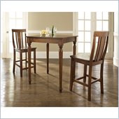 Crosley Furniture 3 Piece Pub Dining Set with Turned Leg and Shield Back Stools in Classic Cherry Finish