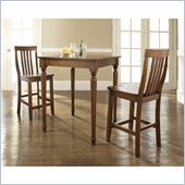 Crosley Furniture 3 Piece Pub Dining Set with Turned Leg and School House Stools in Classic Cherry Finish