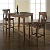 Crosley Furniture 3 Piece Pub Dining Set with Cabriole Leg and Shield Back Stools in Vintage Mahogany Finish