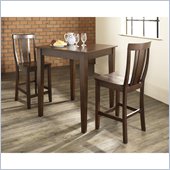 Crosley Furniture 3 Piece Pub Dining Set with Tapered Leg and Shield Back Stools in Vintage Mahogany Finish