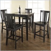 Crosley Furniture 5 Piece Pub Dining Set with Cabriole Leg and Shield Back Stools in Black Finish