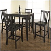 Crosley Furniture 5 Piece Pub Dining Set with Cabriole Leg and School House Stools in Black Finish