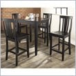 Crosley Furniture 5 Piece Pub Dining Set with Tapered Leg and Shield Back Stools in Black Finish