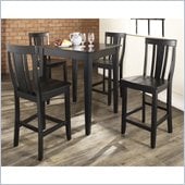 Crosley Furniture 5 Piece Pub Dining Set with Tapered Leg and Shield Back Stools in Black Finish