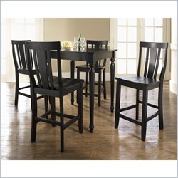 Crosley Furniture 5 Piece Pub Dining Set with Turned Leg and Shield Back Stools in Black Finish