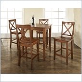 Crosley Furniture 5 Piece Pub Dining Set with Cabriole Leg and X-Back Stools in Classic Cherry Finish