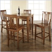 Crosley Furniture 5 Piece Pub Dining Set with Cabriole Leg and School House Stools in Classic Cherry Finish