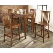 Crosley Furniture 5 Piece Pub Dining Set with Tapered Leg and School House Stools in Classic Cherry Finish