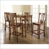 Crosley Furniture 5 Piece Pub Dining Set with Turned Leg and Shield Back Stools in Classic Cherry Finish