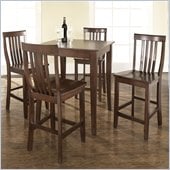 Crosley Furniture 5 Piece Pub Dining Set with Cabriole Leg and School House Stools in Vintage Mahogany Finish