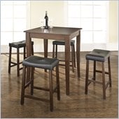 Crosley Furniture 5 Piece Pub Dining Set with Cabriole Leg and Upholstered Saddle Stools in Vintage Mahogany Finish