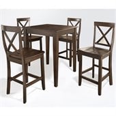 Crosley Furniture 5 Piece Pub Dining Set with Tapered Leg and X-Back Stools in Vintage Mahogany Finish