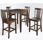 Crosley Furniture 5 Piece Pub Dining Set with Tapered Leg and School House Stools in Vintage Mahogany Finish