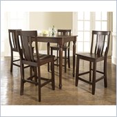 Crosley Furniture 5 Piece Pub Dining Set with Turned Leg and Shield Back Stools in Vintage Mahogany Finish