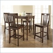 Crosley Furniture 5 Piece Pub Dining Set with Turned Leg and School House Stools in Vintage Mahogany Finish