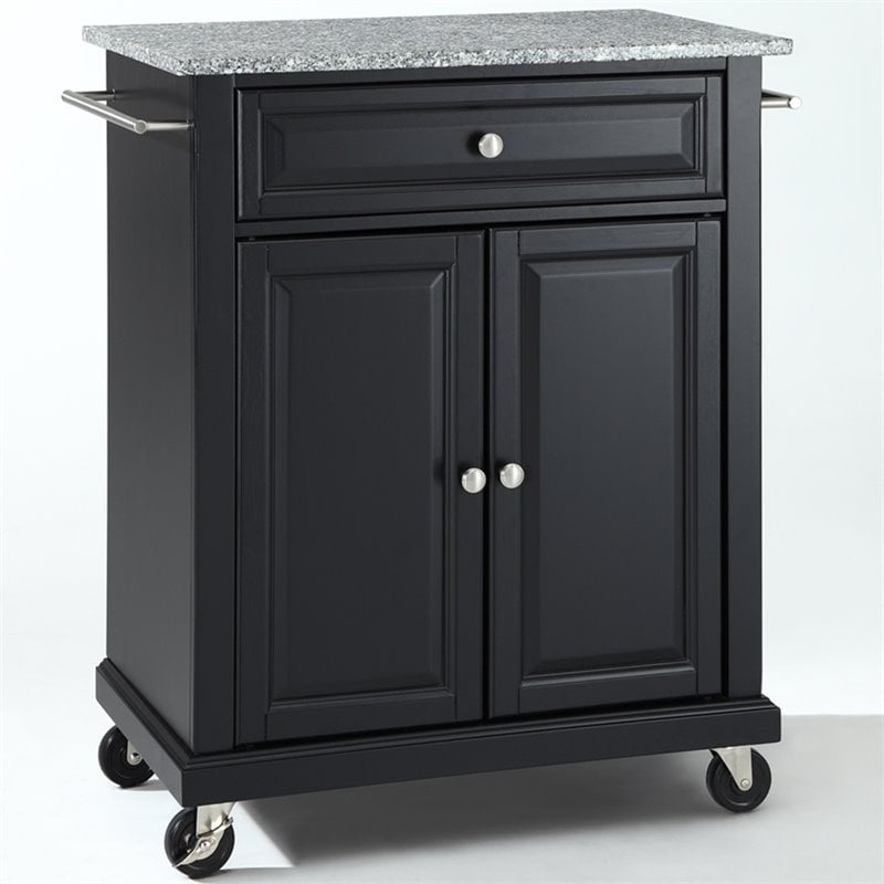 Crosley Furniture Solid Granite Top Kitchen Cart in Black