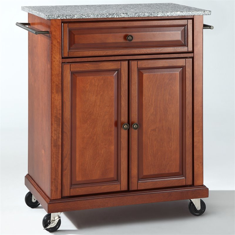Crosley Furniture Solid Granite Top Classic Cherry Kitchen Cart