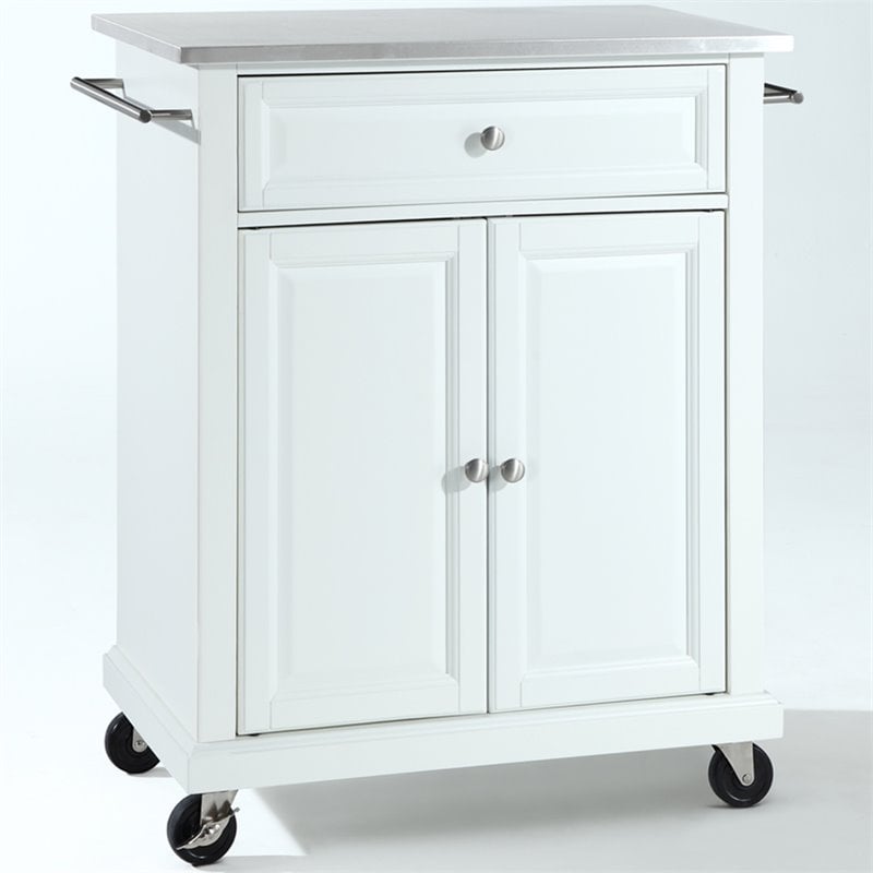 Crosley Furniture Stainless Steel Top Kitchen Cart in White
