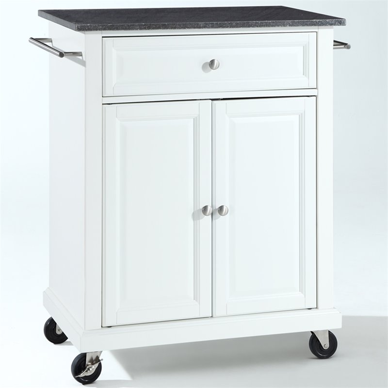 Crosley Furniture Solid Black Granite Top Kitchen Cart in White