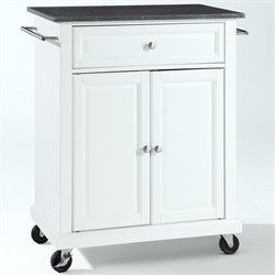 Crosley Furniture Solid Black Granite Top Kitchen Cart in White
