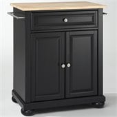 Crosley Furniture Alexandria Natural Wood Top Kitchen Island in Black