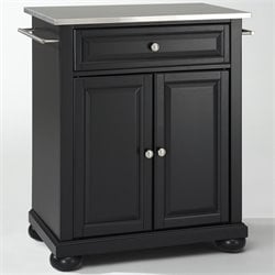 Crosley Furniture Alexandria Stainless Steel Top Black Kitchen Island