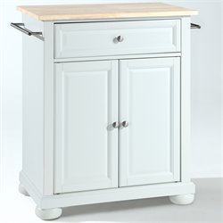 Crosley Furniture Alexandria Natural Wood Top Kitchen Island in White
