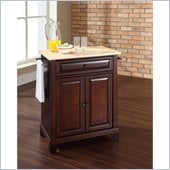 Crosley Furniture Newport Natural Wood Top Kitchen Island in Mahogany