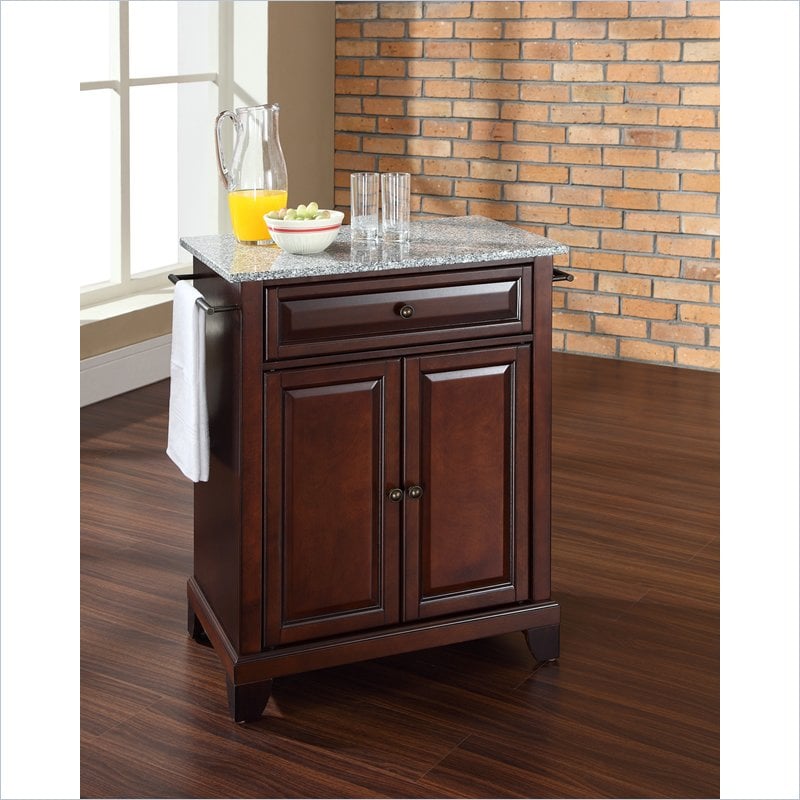 Crosley Furniture Newport Solid Granite Top Kitchen Island in Mahogany