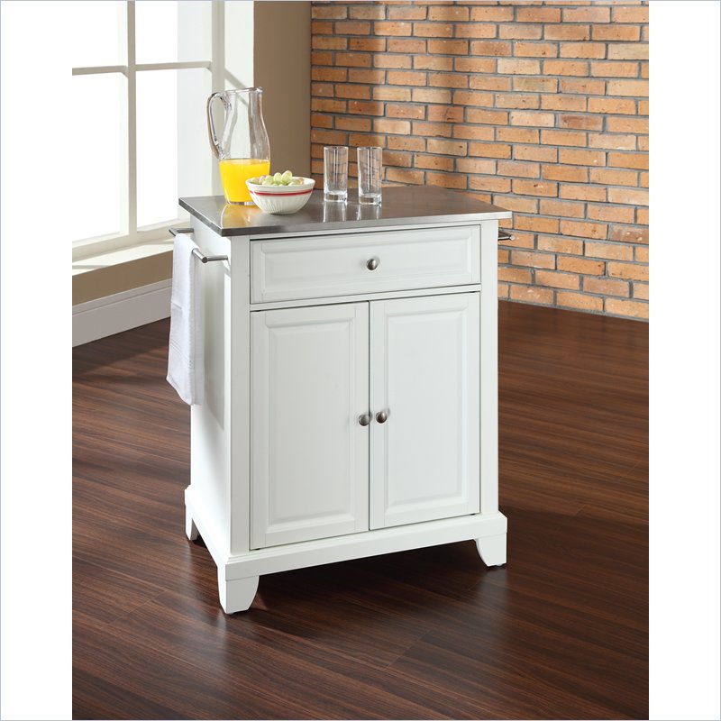 Crosley Furniture Newport Stainless Steel Top Kitchen Island in White