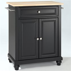 Crosley Furniture Cambridge Natural Wood Top Kitchen Island in Black