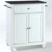 Crosley Furniture Cambridge Black Granite Top Kitchen Island in White