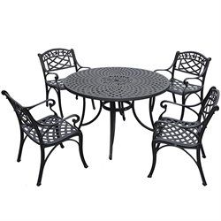 Crosley Furniture Sedona 48 5 Pc Dining Set w/ Arm Chairs in Black