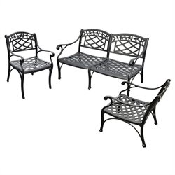 Crosley Furniture Sedona 3 Pc Black Outdoor Conversation Seating Set