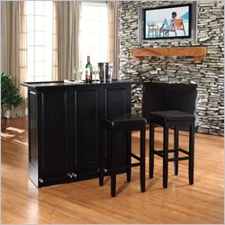 Crosley Mobile Folding Bar in Black with 29 Upholstered Stool