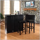 Crosley Mobile Folding Bar in Black with 29 Upholstered Stool
