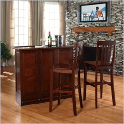 Crosley Mobile Folding Bar in Vintage Mahogany with 30 Stool