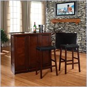 Crosley Mobile Folding Bar in Vintage Mahogany with 29 Saddle Stool