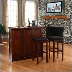 Crosley Mobile Folding Bar in Vintage Mahogany with 29 Stool