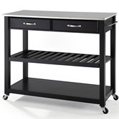 Crosley Kitchen Cart Island Stainless Steel Top in Black
