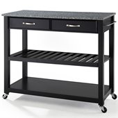 Crosley Kitchen Cart Island Solid Granite Top in Black