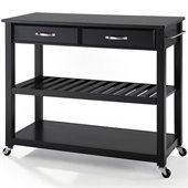 Crosley Kitchen Cart Island Solid Black Granite Top in Black