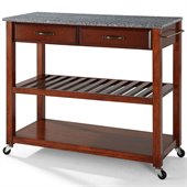 Crosley Kitchen Cart Island Solid Granite in Classic Cherry