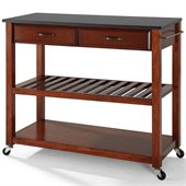 Crosley Kitchen Cart Island Solid Black Granite in Classic Cherry