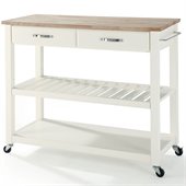 Crosley Kitchen Cart Island Natural Wood in White